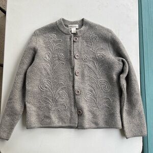 Draper’s & Damon’s Vintage 100% Wool Embroidered Cardigan Sweater S